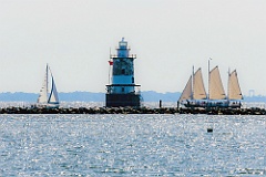 Schooner and Sailboat Around Stamford Harbor Light CT
